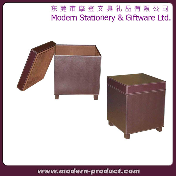 Cubic shape high quality leather storage box