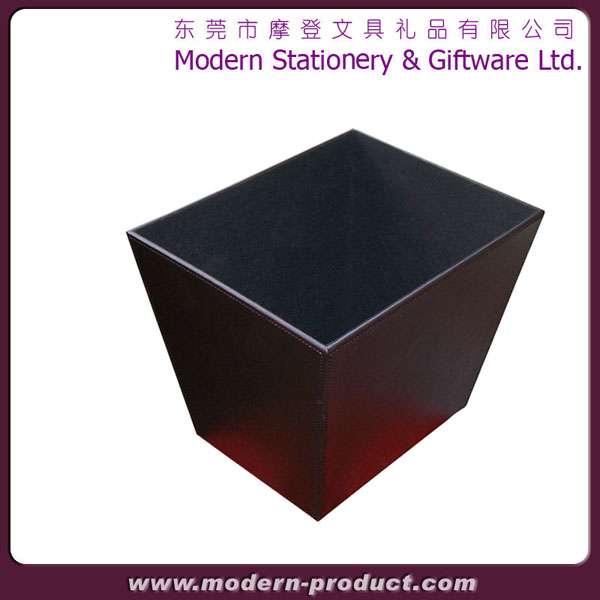 2013 Hot-sell black fake leather garbage basket