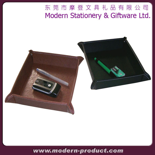 Stitching square PU leather service tray