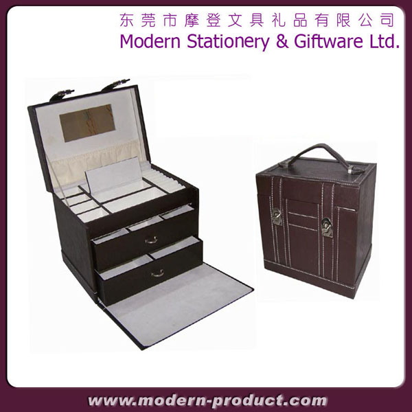 New design PU leather jewelry box with mirror