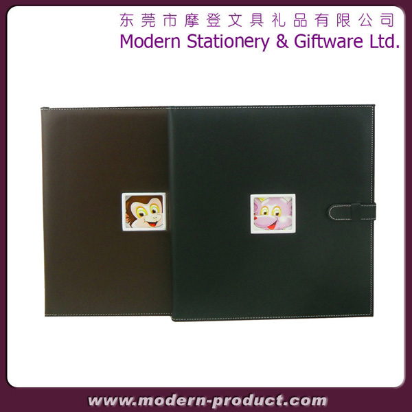 Leather boy photo album with die cut window