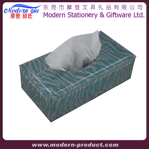 Rectangular faux leather tissue box holder